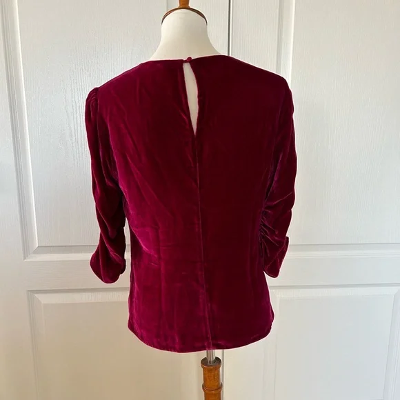 Rebecca Taylor Ruched Sleeves Velvet Top - Picture 5 of 7